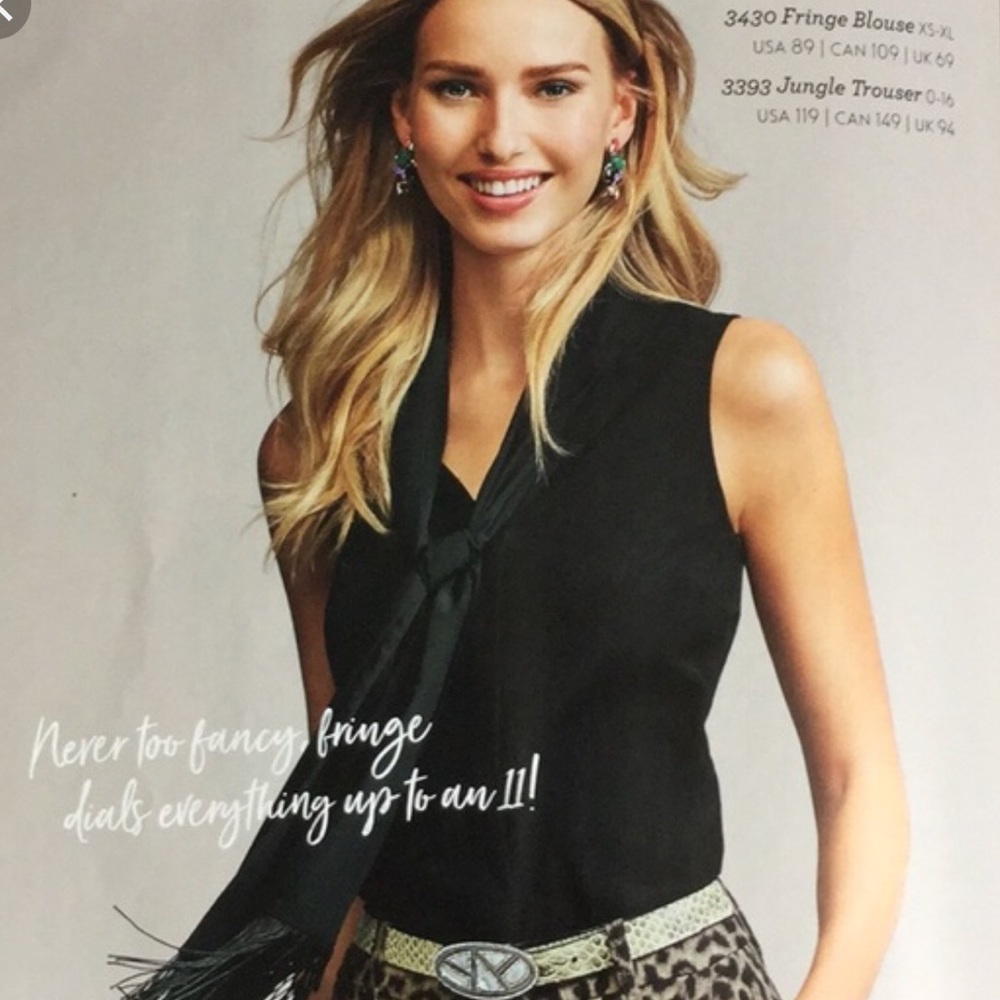 Cabi Black Fringe Blouse